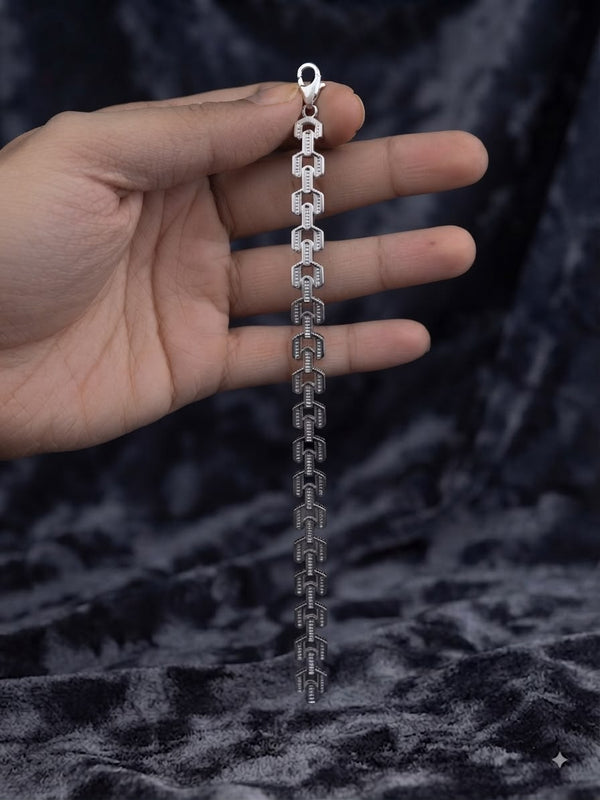 925 Sterling Silver Geometric Link Bracelet