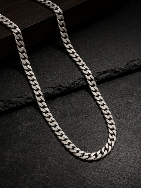 925 Sterling Silver Cuban Chain For Men (Vintage-Dull Polished)