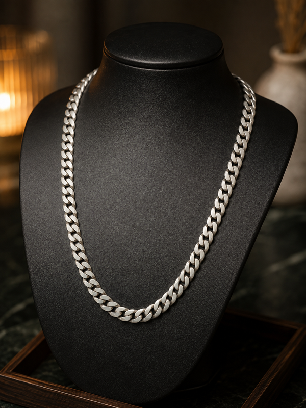 925 Sterling Silver Cuban Chain For Men (Vintage-Dull Polished)