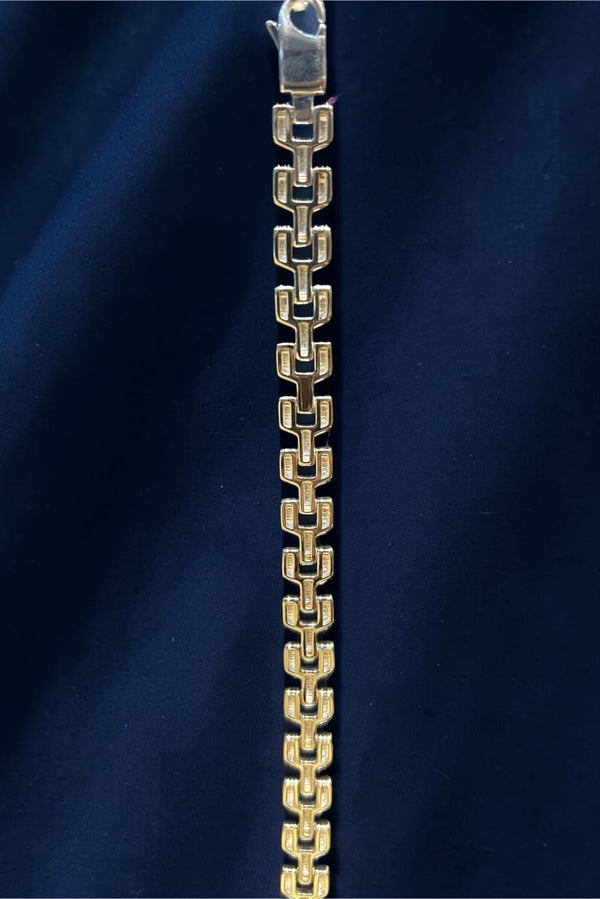 925 Sterling Silver Geometric Link Bracelet