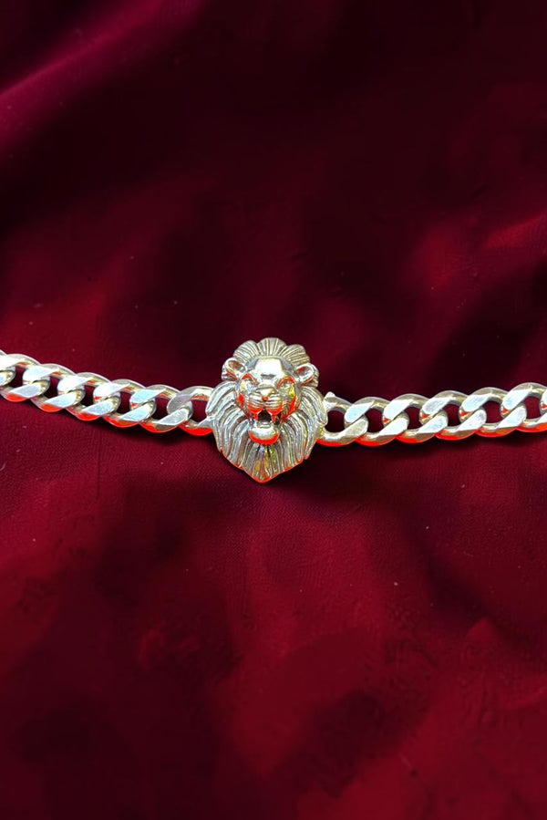 925 Sterling Silver Lion Head Bracelet (Men's Statement Design)