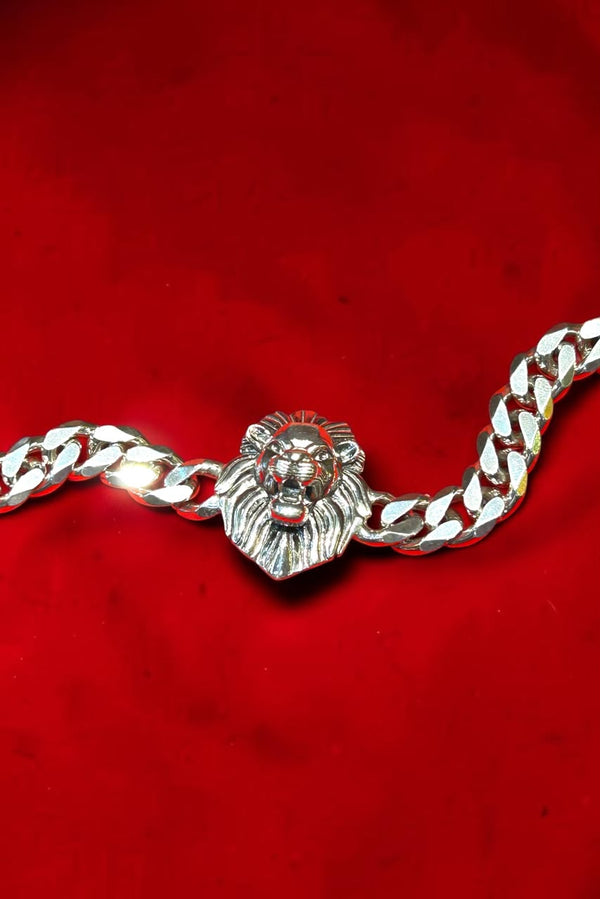 925 Sterling Silver Lion Head Bracelet (Men's Statement Design)