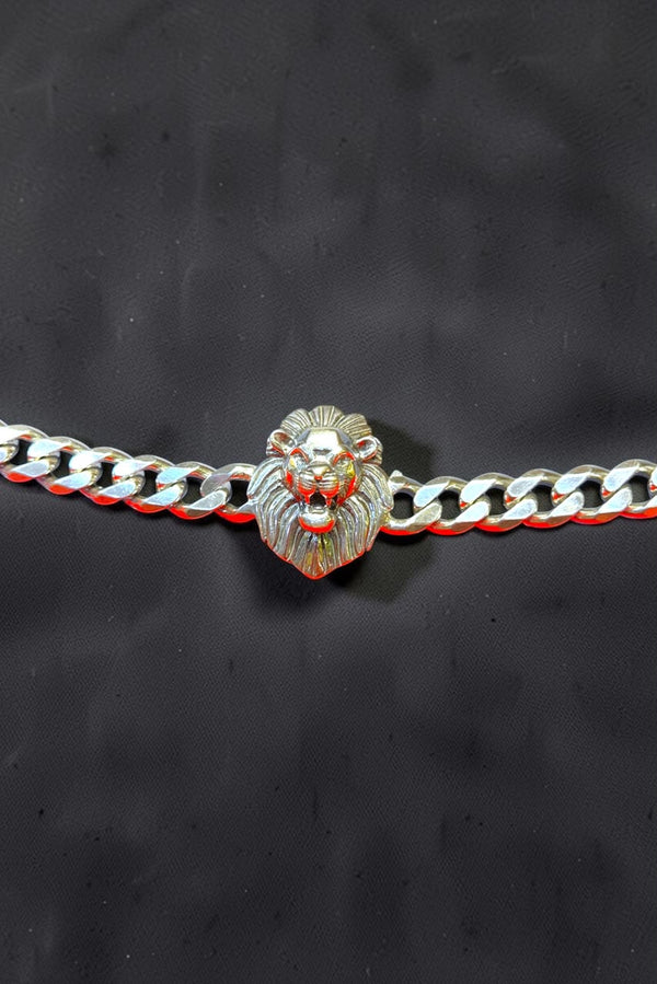 925 Sterling Silver Lion Head Bracelet (Men's Statement Design)