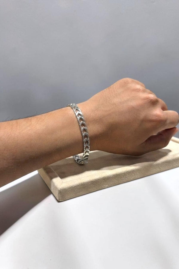 925 Sterling Silver Chevron Link Bracelet (Unisex)