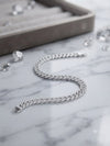925 Sterling Silver Curb Link Rhodium Finished Women's Bracelet