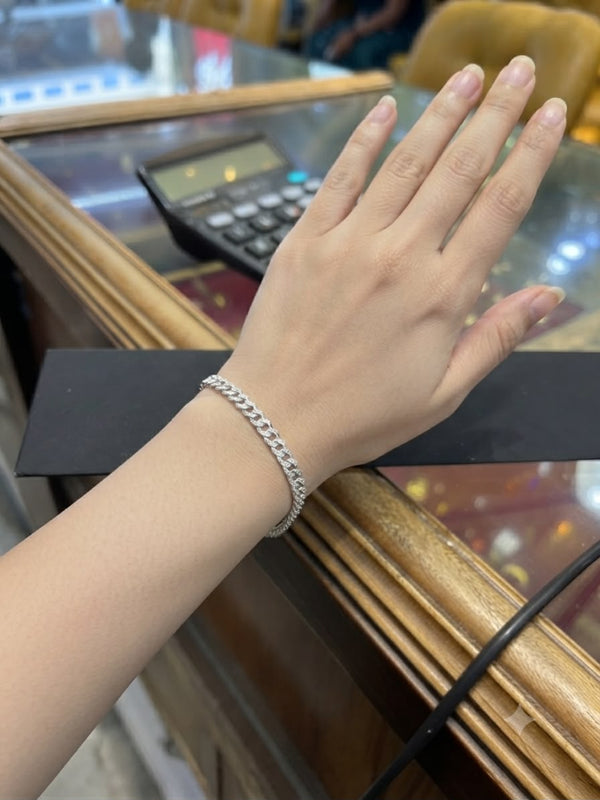 925 Sterling Silver Curb Link Rhodium Finished Women's Bracelet