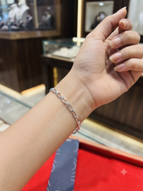 925 Sterling Silver Rectangular Link Bracelet (Unisex-9.700gm)