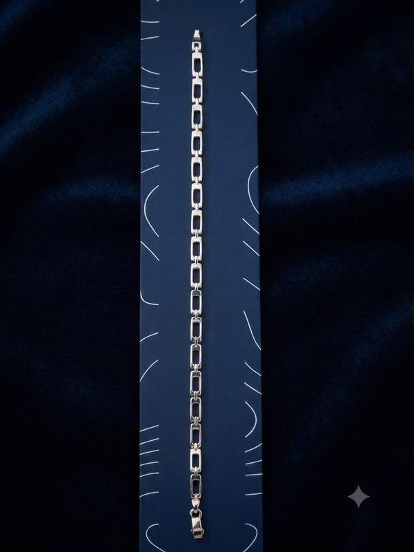 925 Sterling Silver Rectangular Link Bracelet (Unisex-9.700gm)