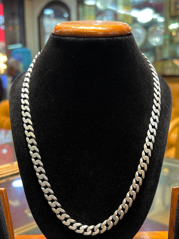 925 Sterling Silver Vintage Cuban Chain (Men's Dull Polish Finish)